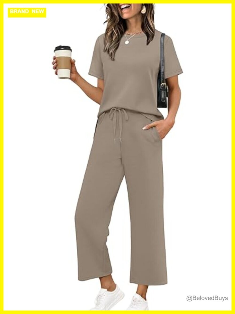 Women's Side Slit Lounge Set 2 Piece Travel Outfits Wide Leg Tracksuits